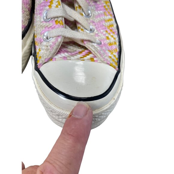Converse Chuck Taylor All Star Woven High Pink yellow mens 9 wms rare 11 Sneaker - Picture 13 of 16